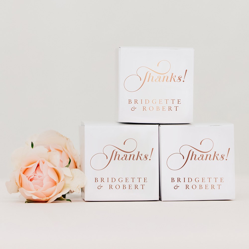 MINI CUSTOM FOIL PRINTED SQUARE PAPER FAVOR BOXES - EXPRESSIONS - AyaZay Wedding Shoppe