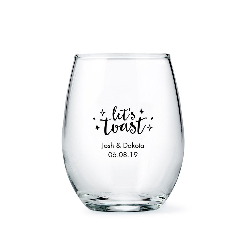 PERSONALIZED STEMLESS WINE GLASSES - SMALL - AyaZay Wedding Shoppe
