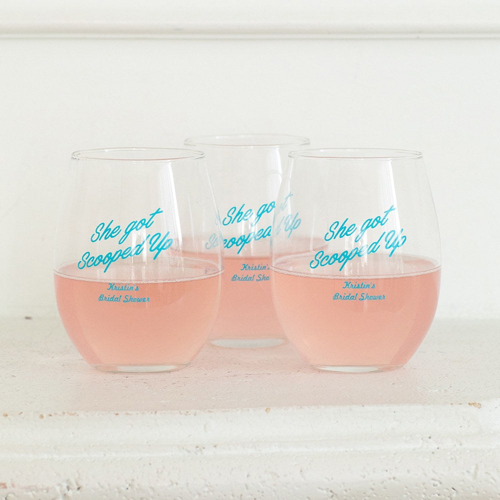 PERSONALIZED STEMLESS WINE GLASSES - SMALL - AyaZay Wedding Shoppe