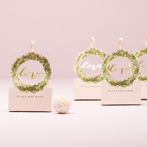 LOVE WREATH FAVOUR BOX WITH RIBBON (10/pkg) - AyaZay Wedding Shoppe