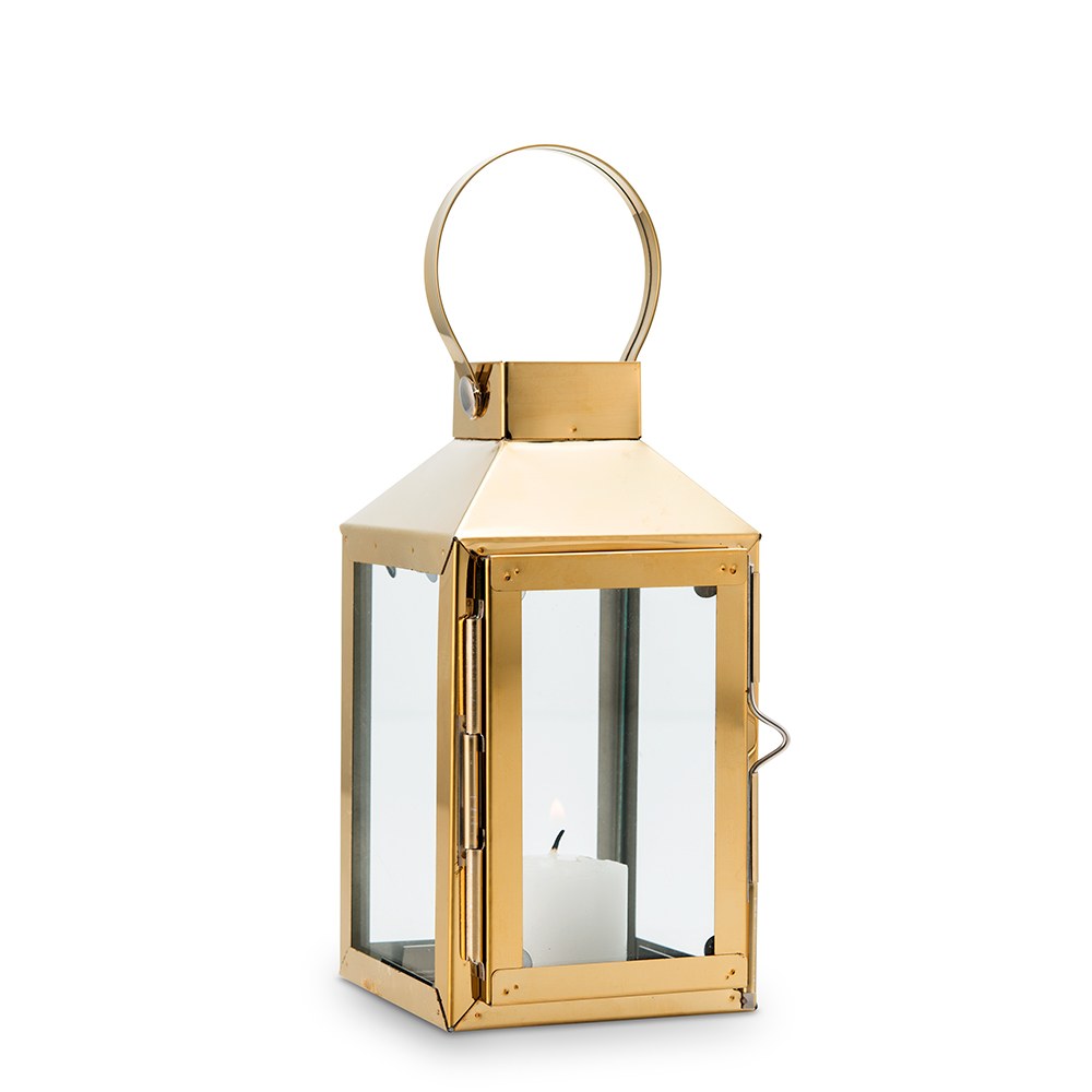 SMALL DECORATIVE CANDLE LANTERN - GOLD