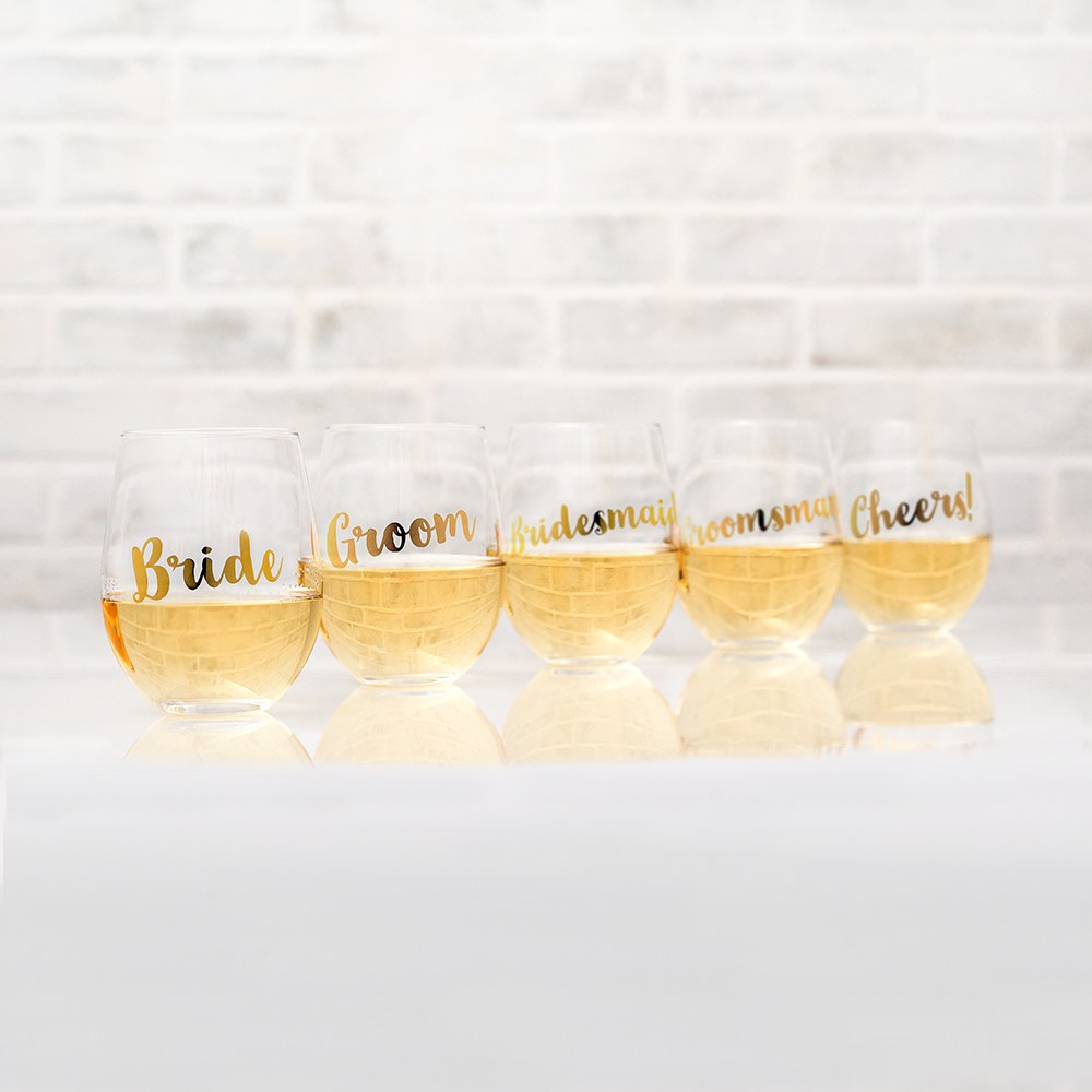 STEMLESS TOASTING WINE GLASS GIFT FOR WEDDING PARTY - CHEERS - AyaZay Wedding Shoppe