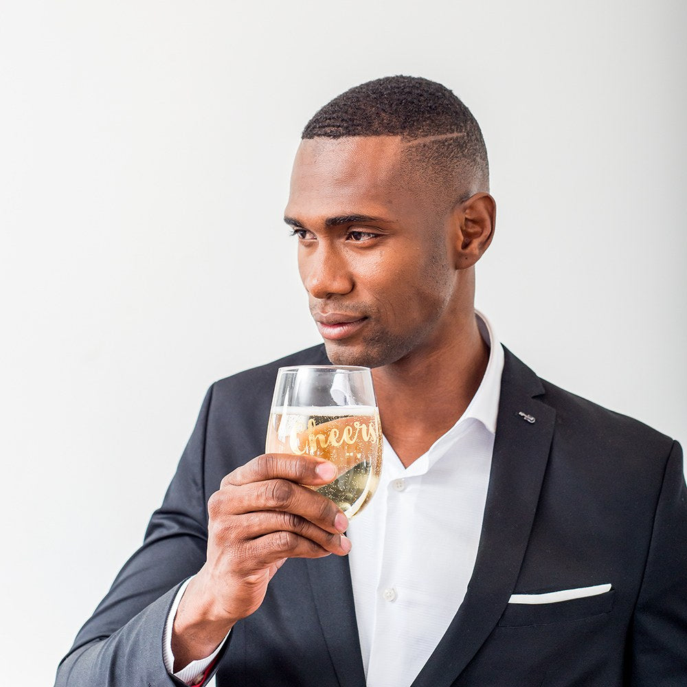 STEMLESS TOASTING WINE GLASS GIFT FOR WEDDING PARTY - CHEERS - AyaZay Wedding Shoppe