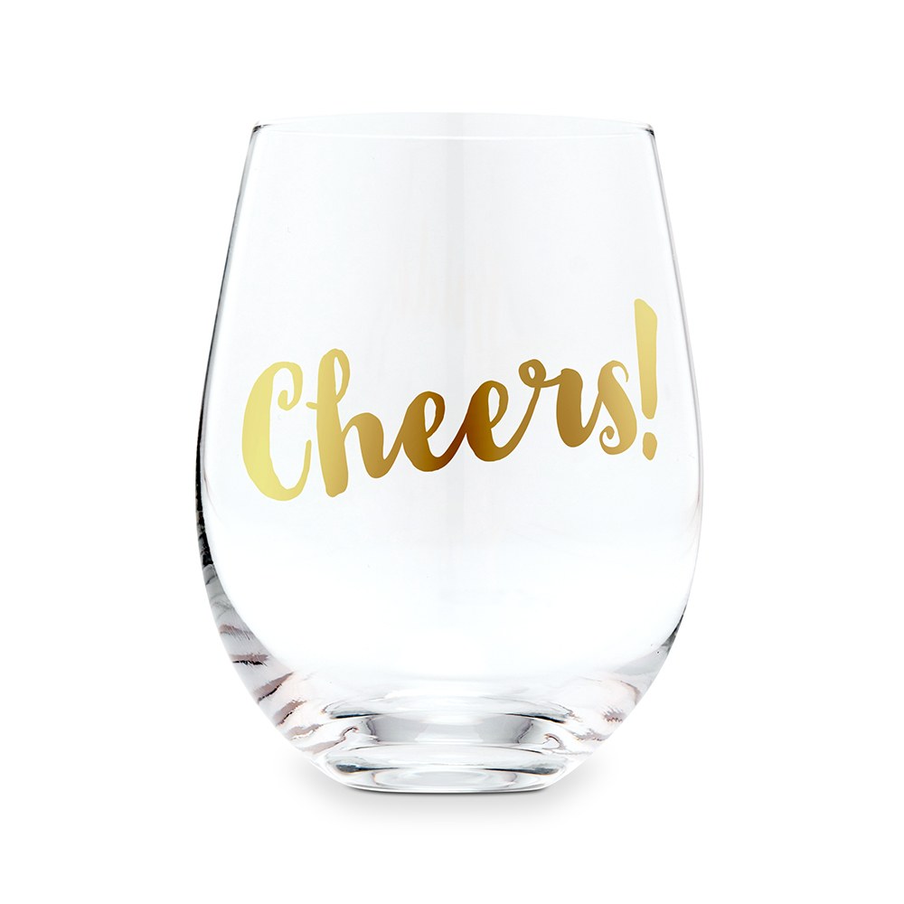 STEMLESS TOASTING WINE GLASS GIFT FOR WEDDING PARTY - CHEERS - AyaZay Wedding Shoppe