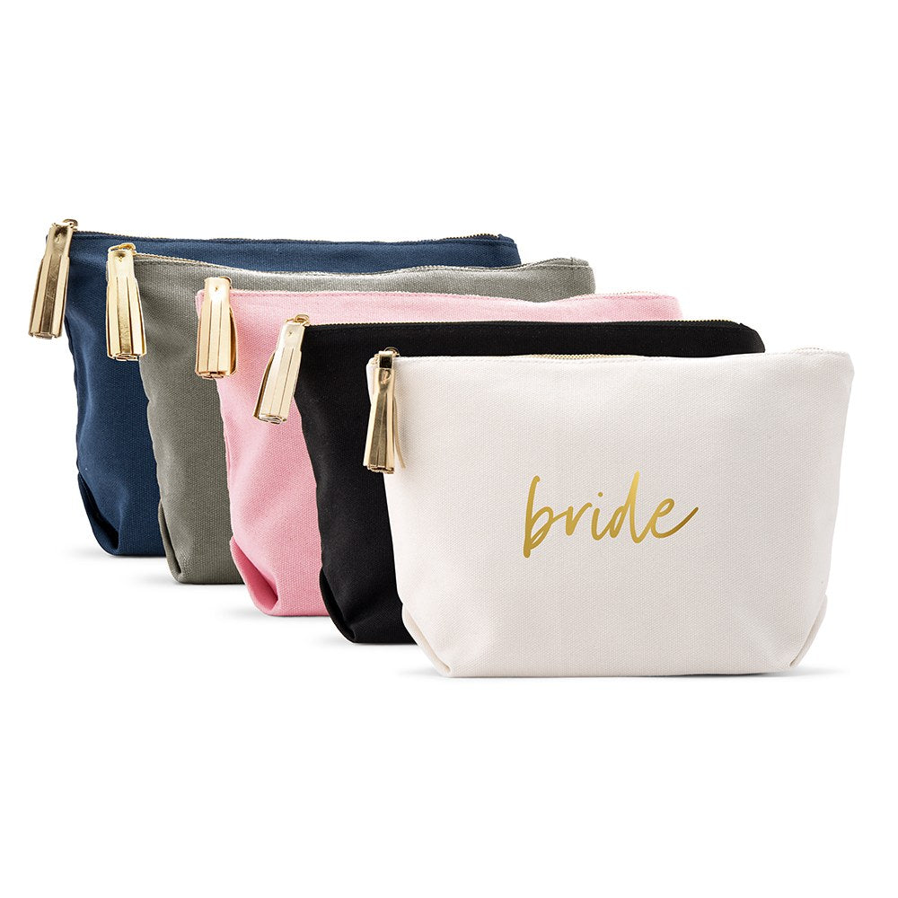 LARGE PERSONALIZED CANVAS MAKEUP & TOILETRY BAG FOR WOMEN - BRIDE SCRIPT