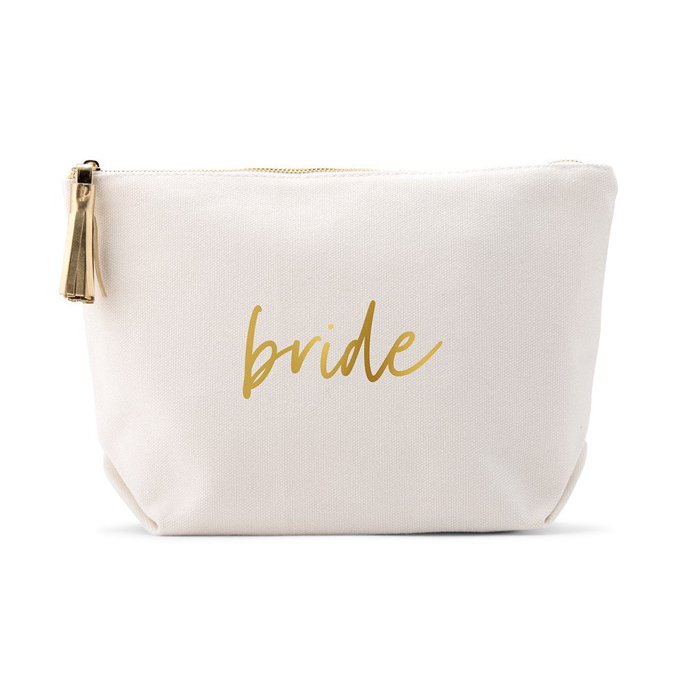 LARGE PERSONALIZED CANVAS MAKEUP & TOILETRY BAG FOR WOMEN - BRIDE SCRIPT