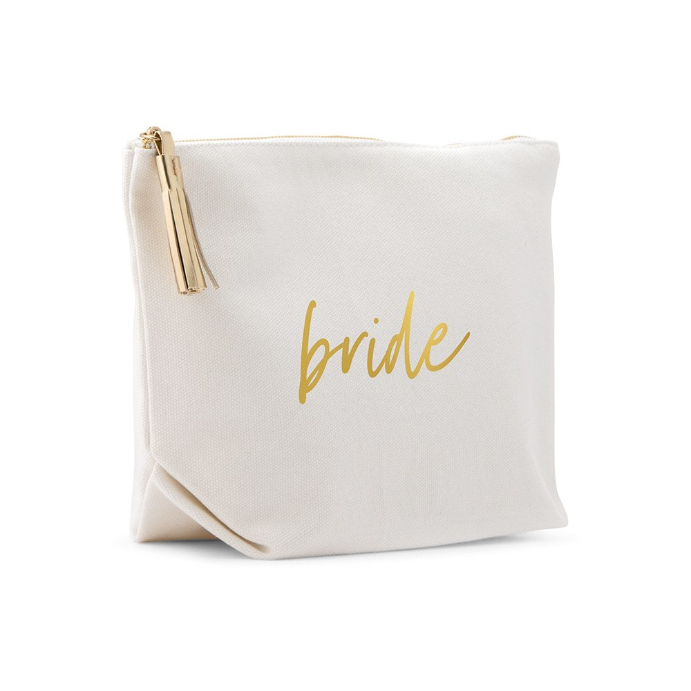 LARGE PERSONALIZED CANVAS MAKEUP & TOILETRY BAG FOR WOMEN - BRIDE SCRIPT