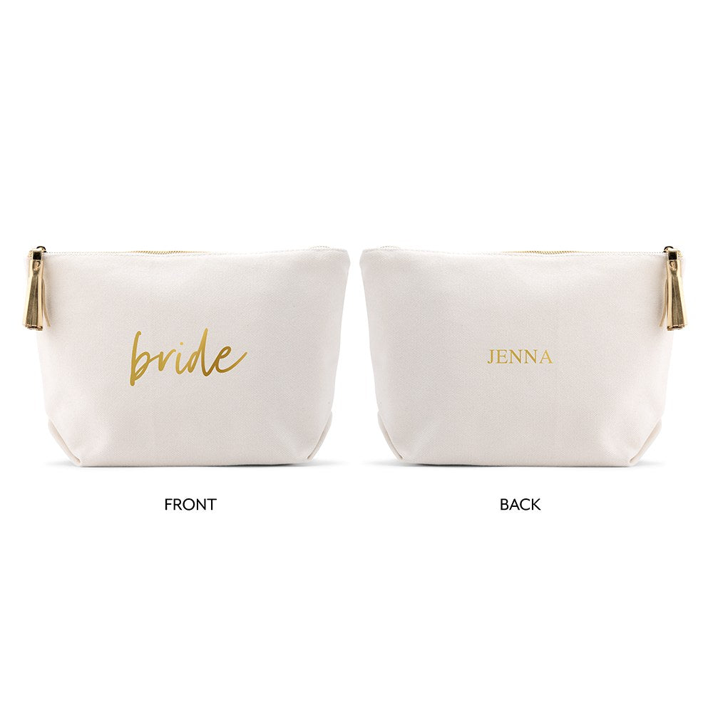 LARGE PERSONALIZED CANVAS MAKEUP & TOILETRY BAG FOR WOMEN - BRIDE SCRIPT