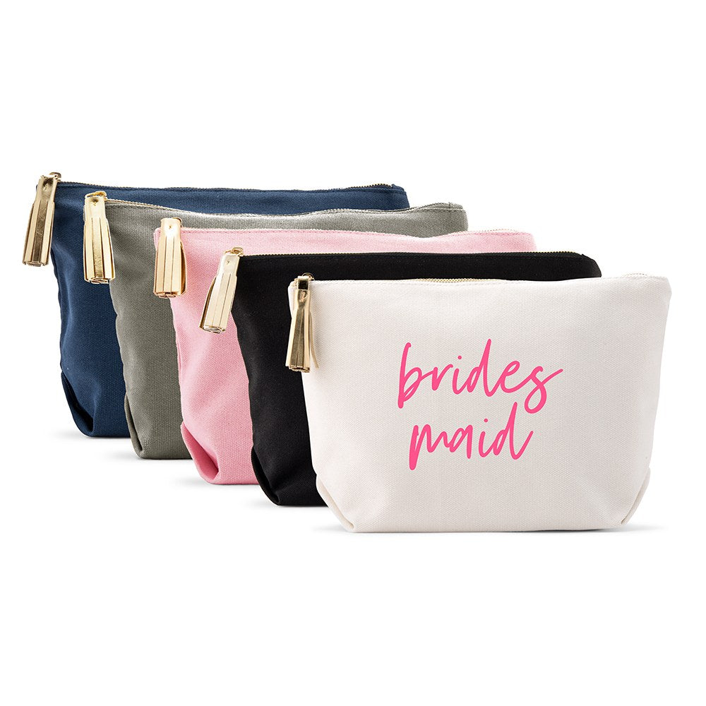 LARGE PERSONALIZED CANVAS MAKEUP & TOILETRY BAG FOR WOMEN - BRIDESMAID SCRIPT