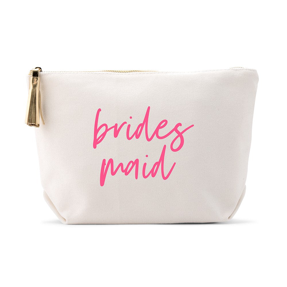 LARGE PERSONALIZED CANVAS MAKEUP & TOILETRY BAG FOR WOMEN - BRIDESMAID SCRIPT