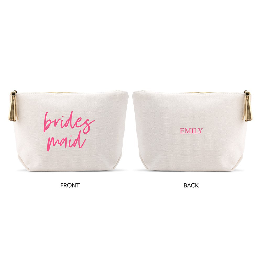 LARGE PERSONALIZED CANVAS MAKEUP & TOILETRY BAG FOR WOMEN - BRIDESMAID SCRIPT