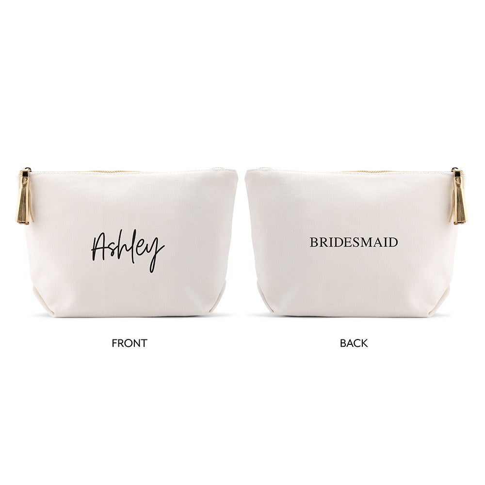 LARGE PERSONALIZED CANVAS MAKEUP & TOILETRY BAG FOR WOMEN - SCRIPT FONT
