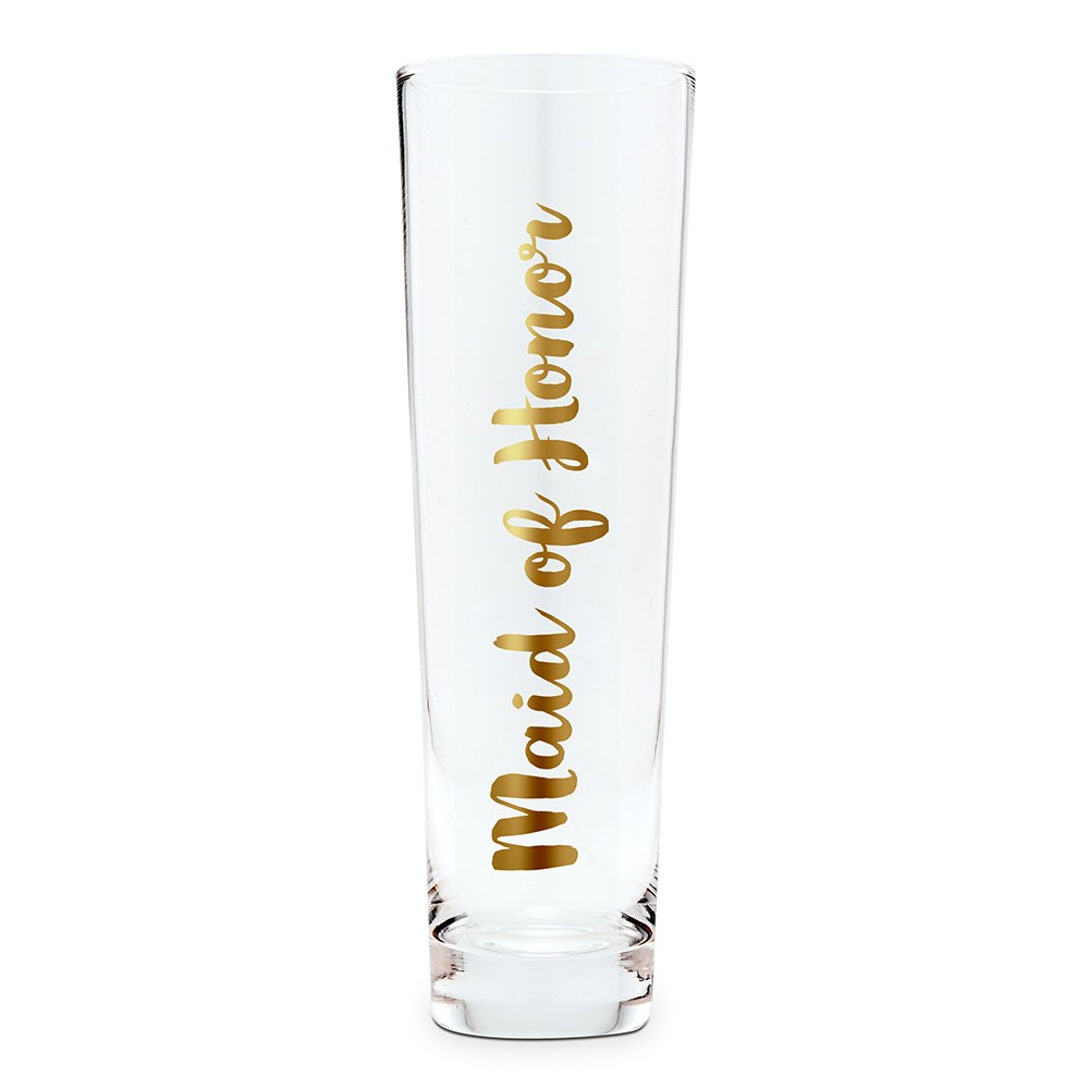 STEMLESS TOASTING CHAMPAGNE FLUTE FOR WEDDING PARTY - MAID OF HONOR - AyaZay Wedding Shoppe