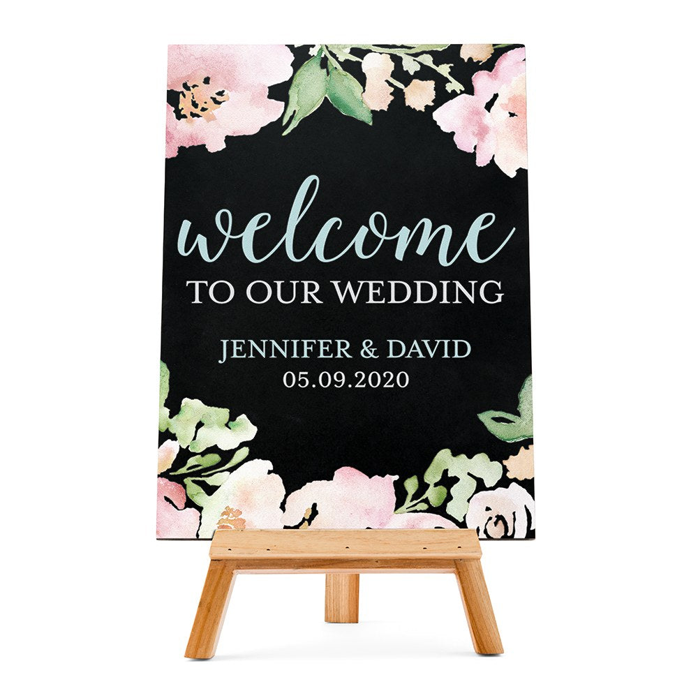 CUSTOM WEDDING CHALKBOARD SIGN - WELCOME FLORAL