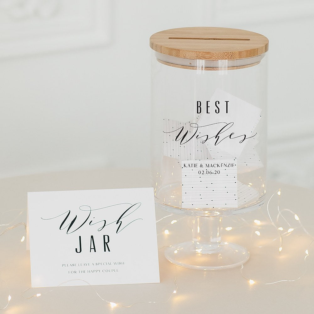 PERSONALIZED GLASS WEDDING WISHES GUESTBOOK JAR - BEST WISHES