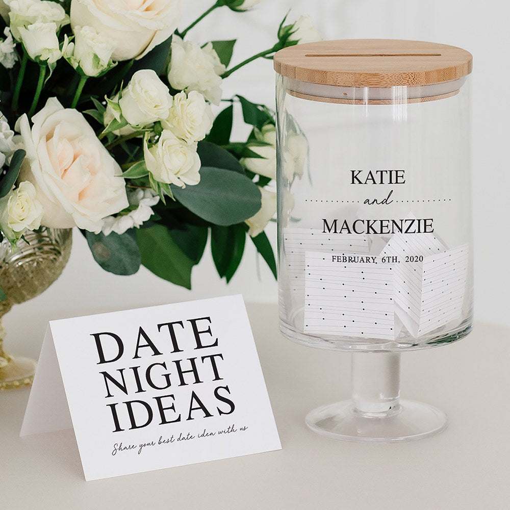 PERSONALIZED GLASS WEDDING WISHES GUESTBOOK JAR - CLASSIC COUPLE - AyaZay Wedding Shoppe