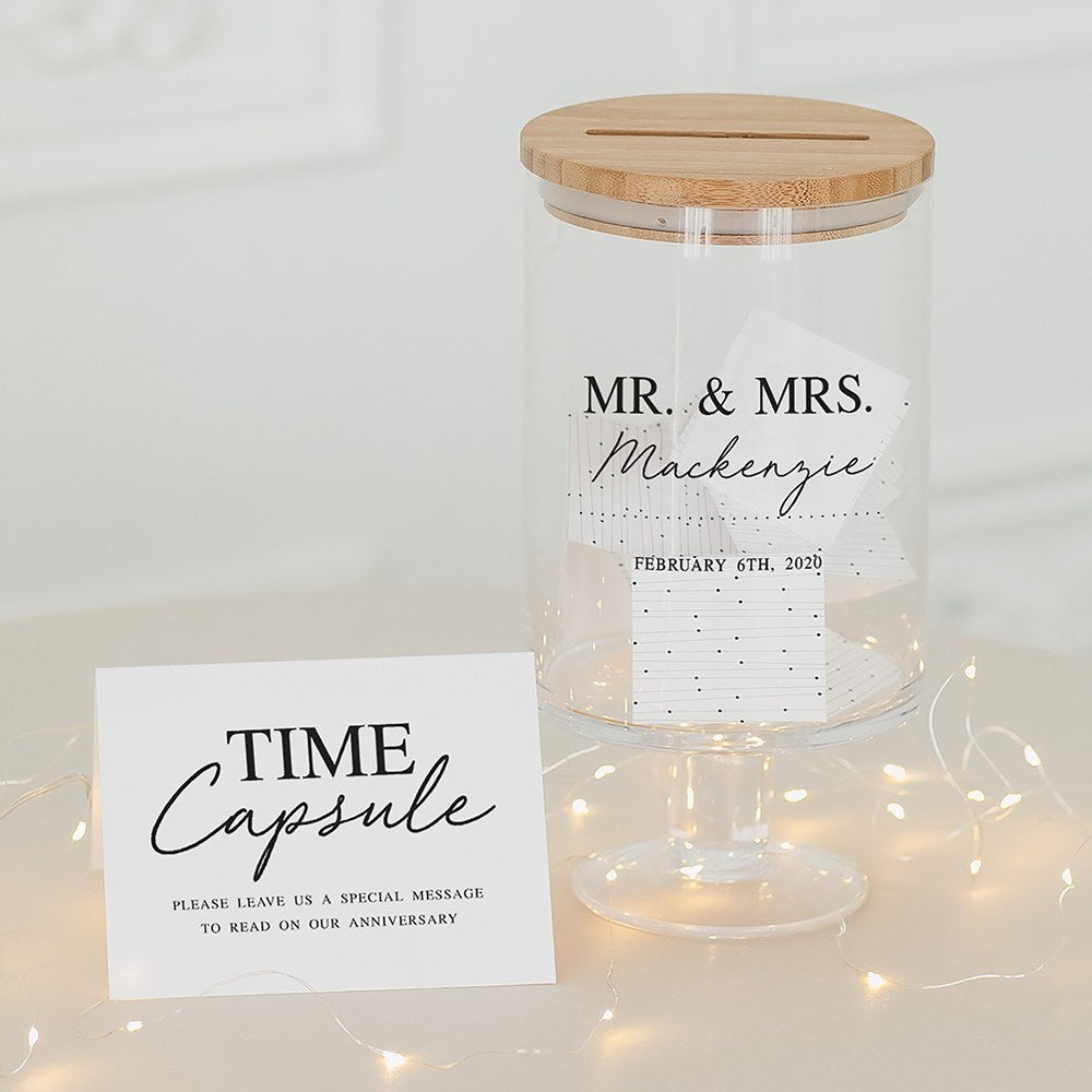 PERSONALIZED GLASS WEDDING WISHES GUESTBOOK JAR - MR. & MRS. - AyaZay Wedding Shoppe