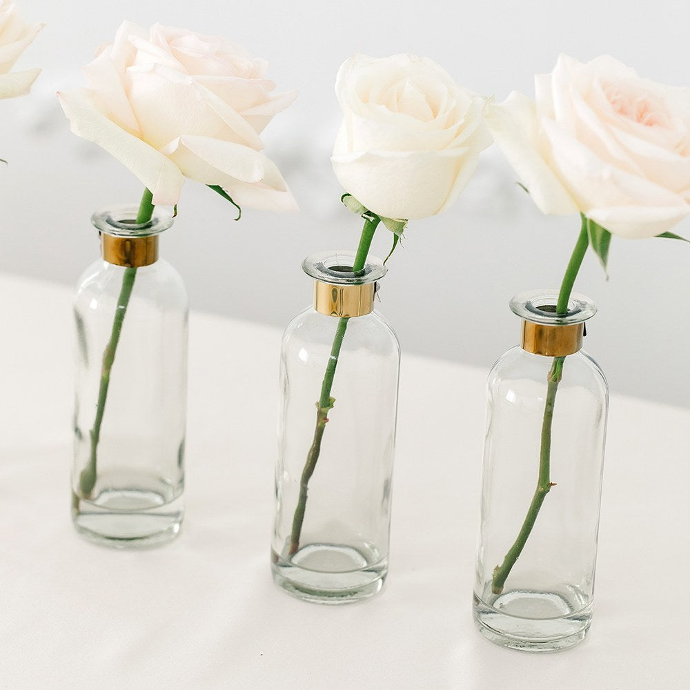 GLASS BOTTLE FLOWER VASE - ROUND