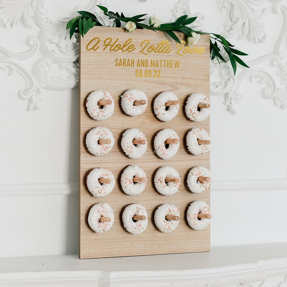 PERSONALIZED WOODEN DONUT WALL DISPLAY - HOLE LOTTA LOVE - AyaZay Wedding Shoppe