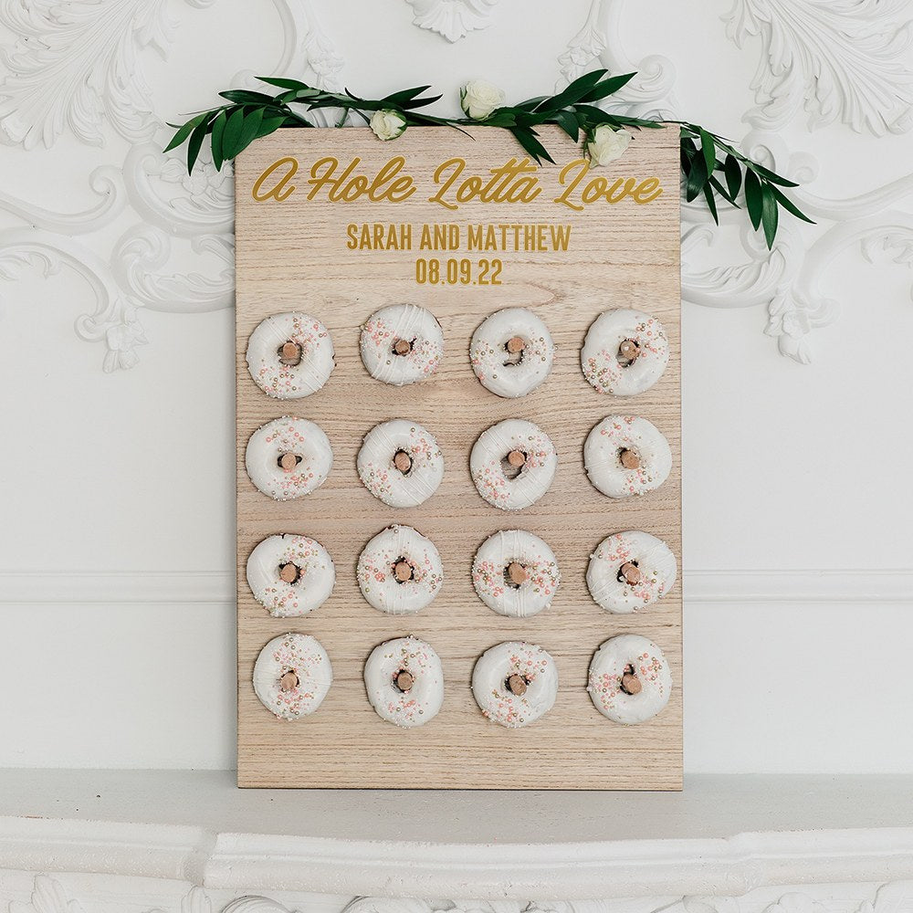PERSONALIZED WOODEN DONUT WALL DISPLAY - HOLE LOTTA LOVE - AyaZay Wedding Shoppe