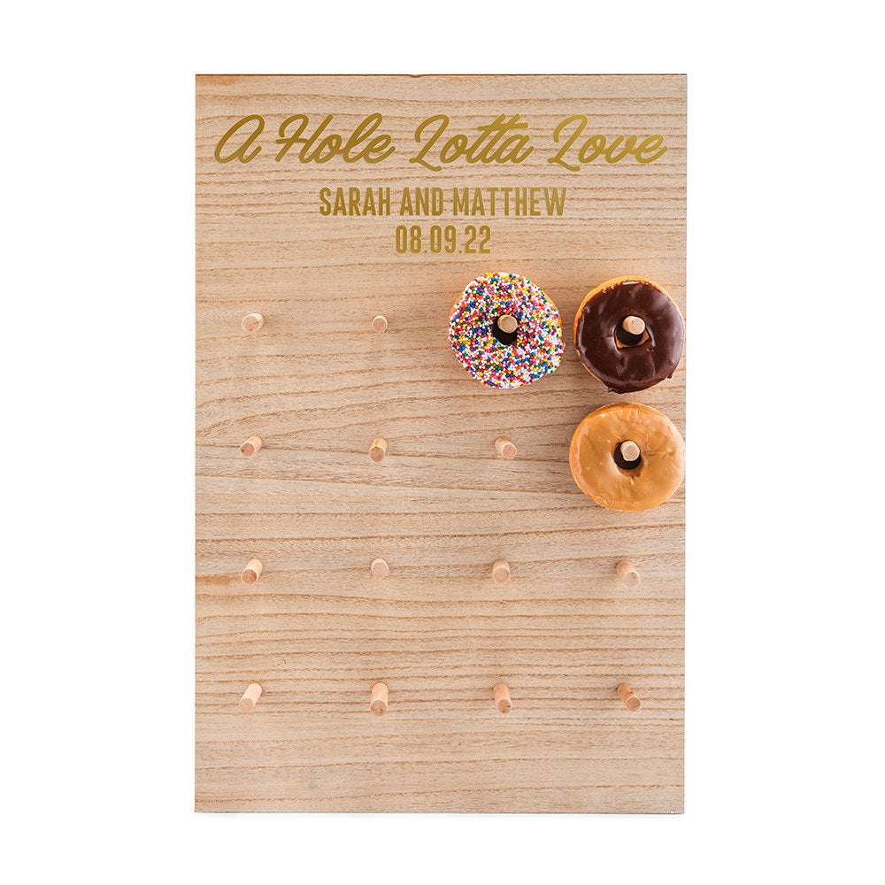 PERSONALIZED WOODEN DONUT WALL DISPLAY - HOLE LOTTA LOVE - AyaZay Wedding Shoppe