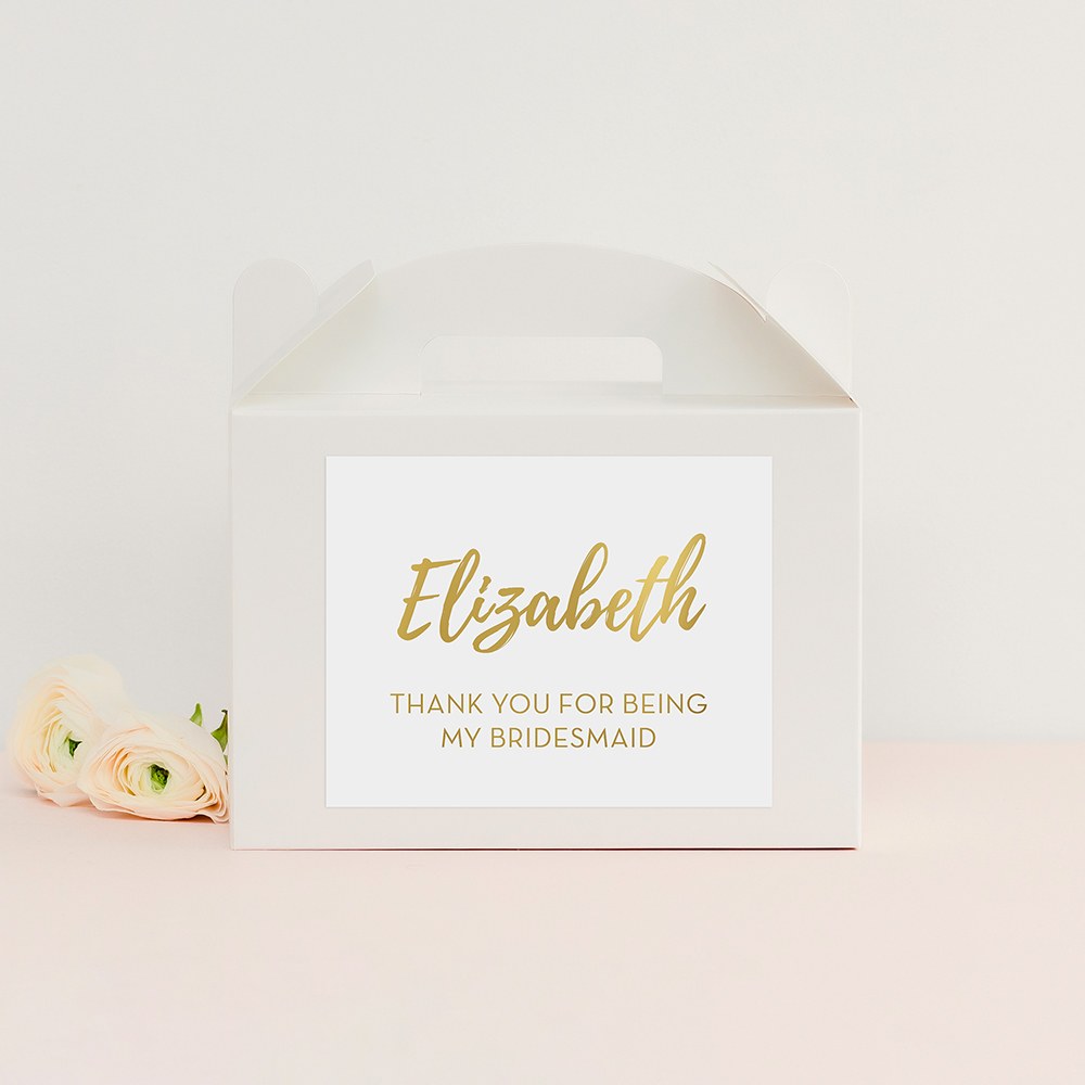 PERSONALIZED WHITE RECTANGLE PAPER BOX WITH HANDLE - CALLIGRAPHY - AyaZay Wedding Shoppe