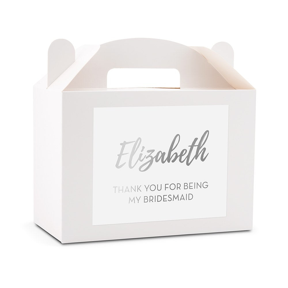 PERSONALIZED WHITE RECTANGLE PAPER BOX WITH HANDLE - CALLIGRAPHY - AyaZay Wedding Shoppe