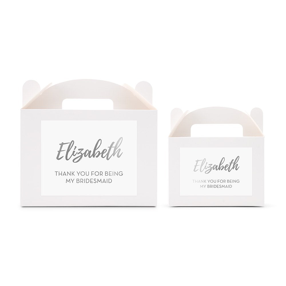 PERSONALIZED WHITE RECTANGLE PAPER BOX WITH HANDLE - CALLIGRAPHY - AyaZay Wedding Shoppe