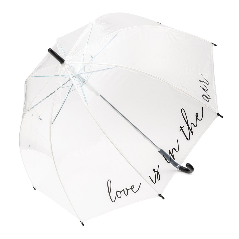 LARGE CLEAR PLASTIC BUBBLE WEDDING UMBRELLA - LOVE IS THE AIR