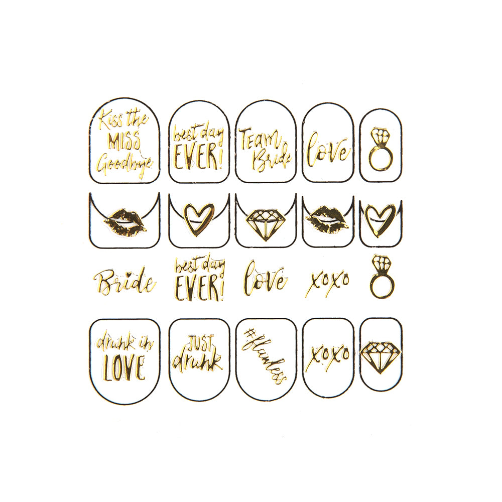 ADHESIVE BACHELORETTE PARTY NAIL STICKERS - GOLD BRIDE SQUAD - AyaZay Wedding Shoppe