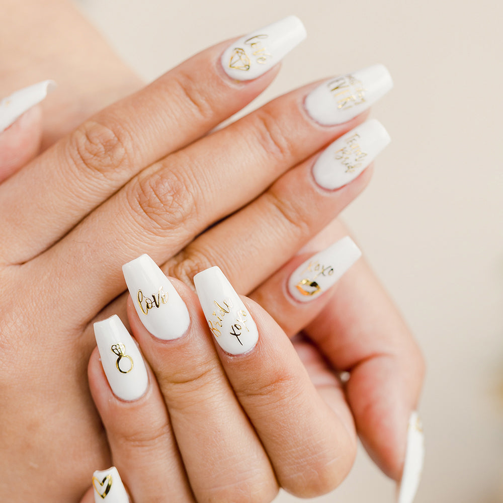 ADHESIVE BACHELORETTE PARTY NAIL STICKERS - GOLD BRIDE SQUAD - AyaZay Wedding Shoppe