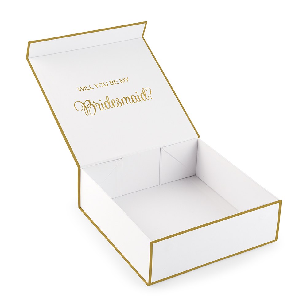 LARGE PERSONALIZED MODERN FLORAL BRIDAL PARTY GIFT BOX WITH MAGNETIC LID - CALLIGRAPHY