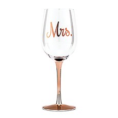 ROSE GOLD STEMMED 18 Oz. WINE GLASS - MRS - AyaZay Wedding Shoppe