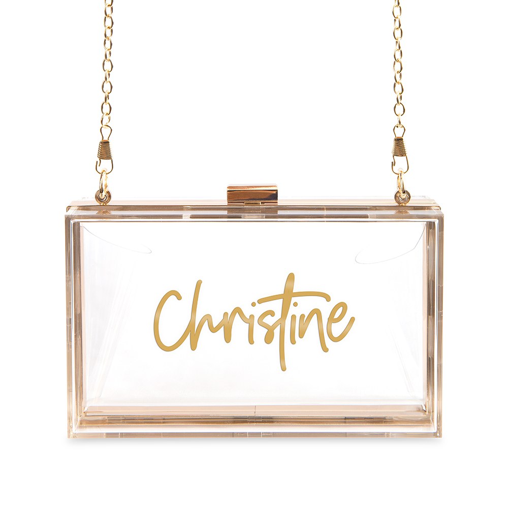 PERSONALIZED ACRYLIC BOX CLUTCH - SCRIPT FONT