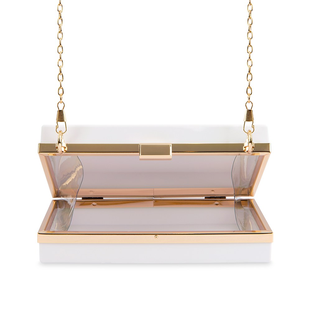 PERSONALIZED ACRYLIC BOX CLUTCH - GOLD MISS 2 MRS