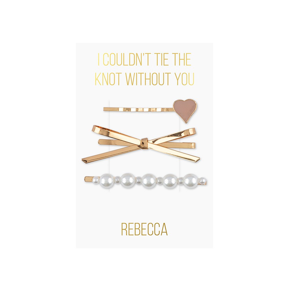 CUSTOM BRIDAL PARTY HAIR CLIPS - COULDN'T TIE THE KNOT WITHOUT YOU - AyaZay Wedding Shoppe