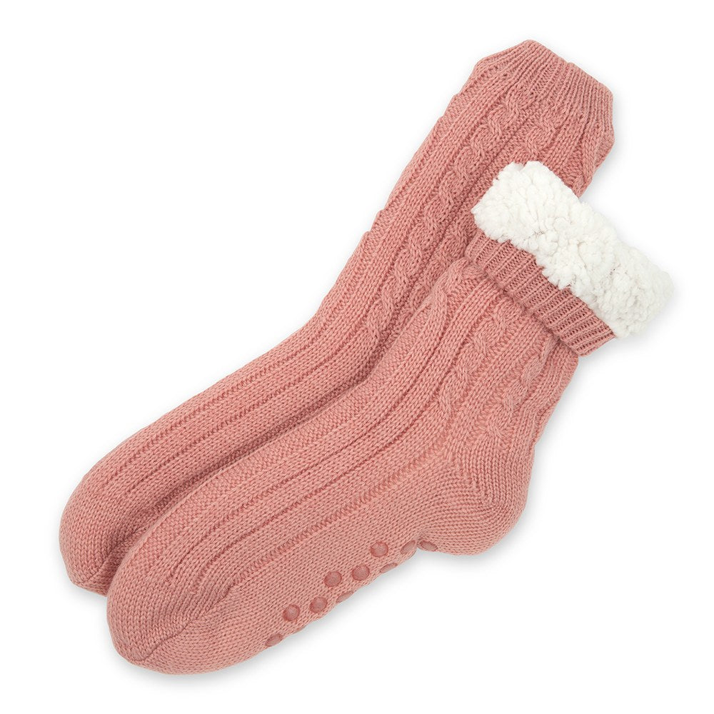COZY SHERPA LINED CABLE KNIT SLIPPER SOCKS - GARDEN PARTY PERSONALIZED WRAP - AyaZay Wedding Shoppe