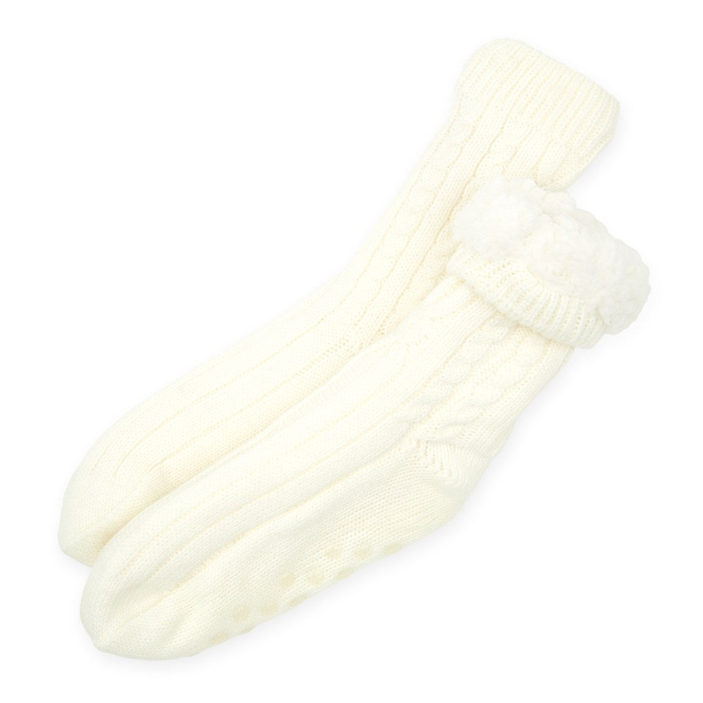 COZY SHERPA LINED CABLE KNIT SLIPPER SOCKS - THANK YOU WRAP - AyaZay Wedding Shoppe