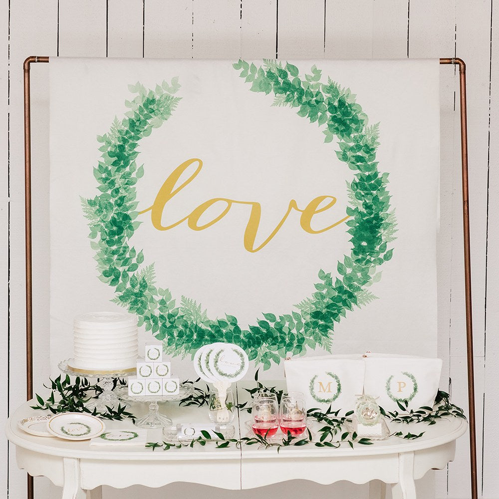 PRINTED PHOTO BACKDROP WEDDING DECORATION - LOVE WREATH - AyaZay Wedding Shoppe