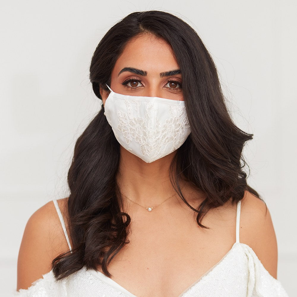LUXURY REUSABLE, WASHABLE CLOTH FACE MASK WITH FILTER POCKET - BRIDAL BOUTIQUE - AyaZay Wedding Shoppe