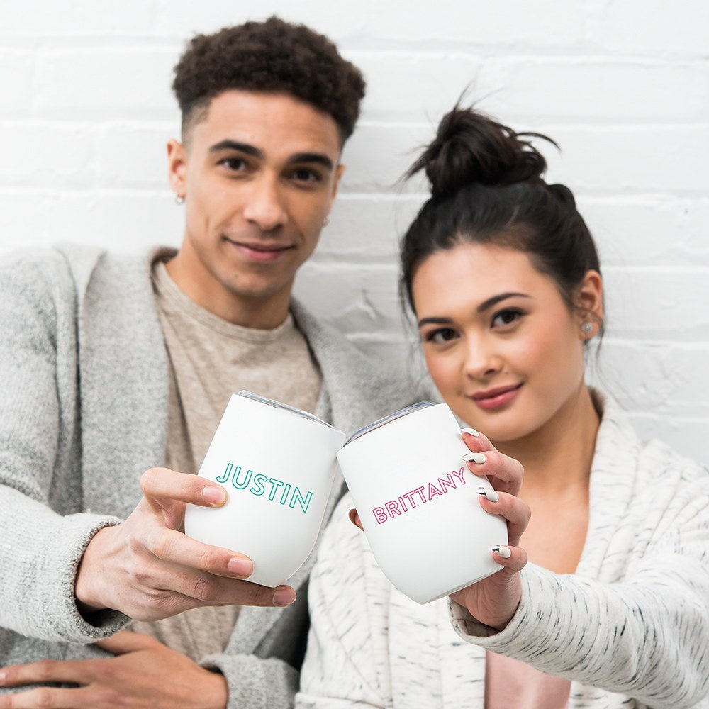 PERSONALIZED STEMLESS TRAVEL TUMBLER - LINE MONOGRAM PRINTING