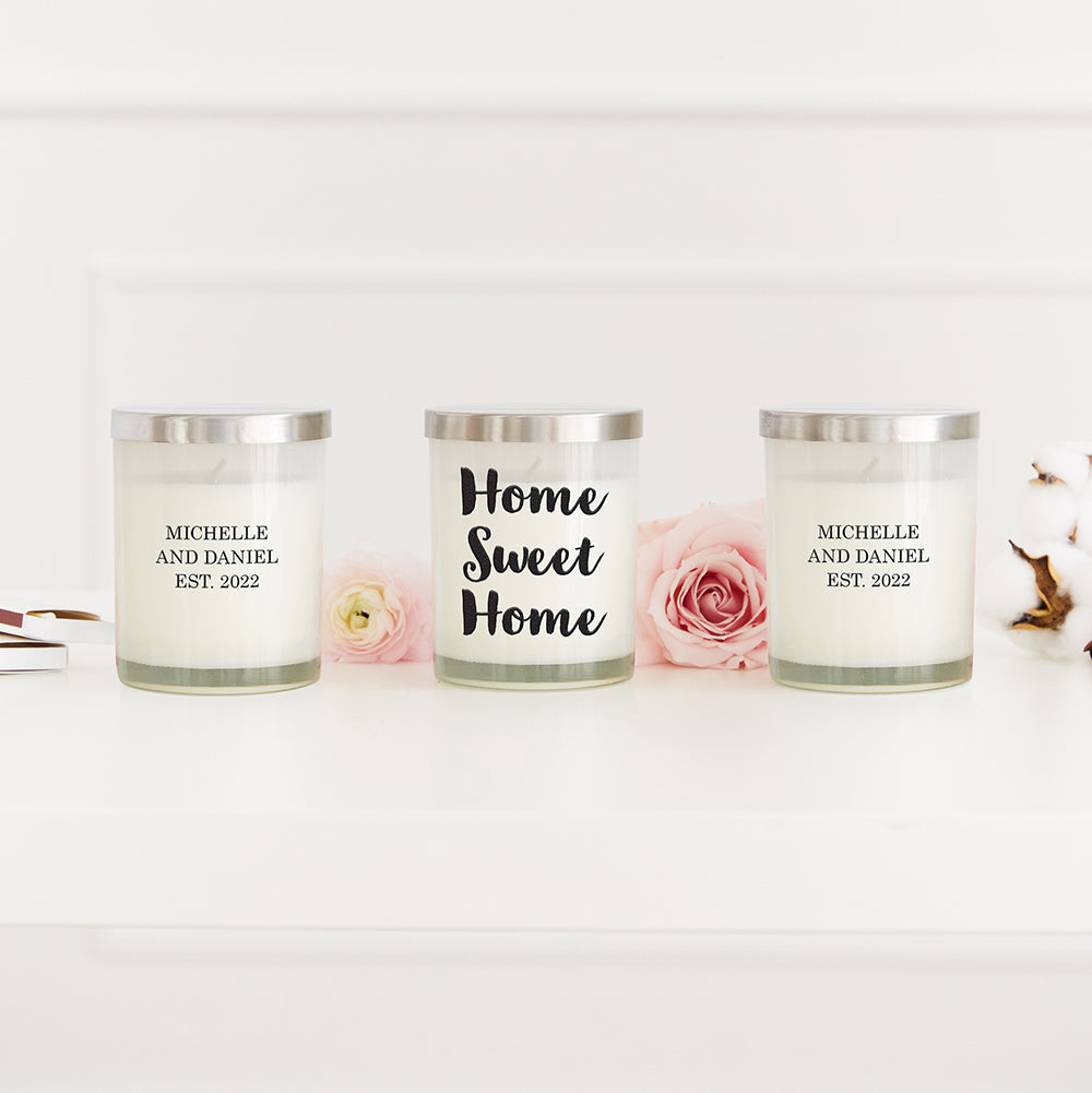 PERSONALIZED GLASS JAR GIFT CANDLE WITH LID - HOME SWEET HOME - AyaZay Wedding Shoppe