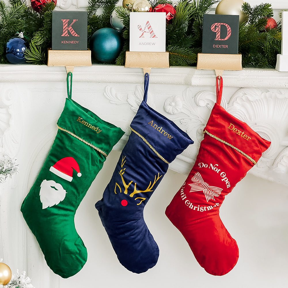 CUSTOM EMBROIDERED PLUSH CHRISTMAS STOCKING - RUDOLPH