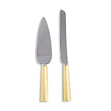 HAMMERED GOLD & SILVER CAKE SERVING SET