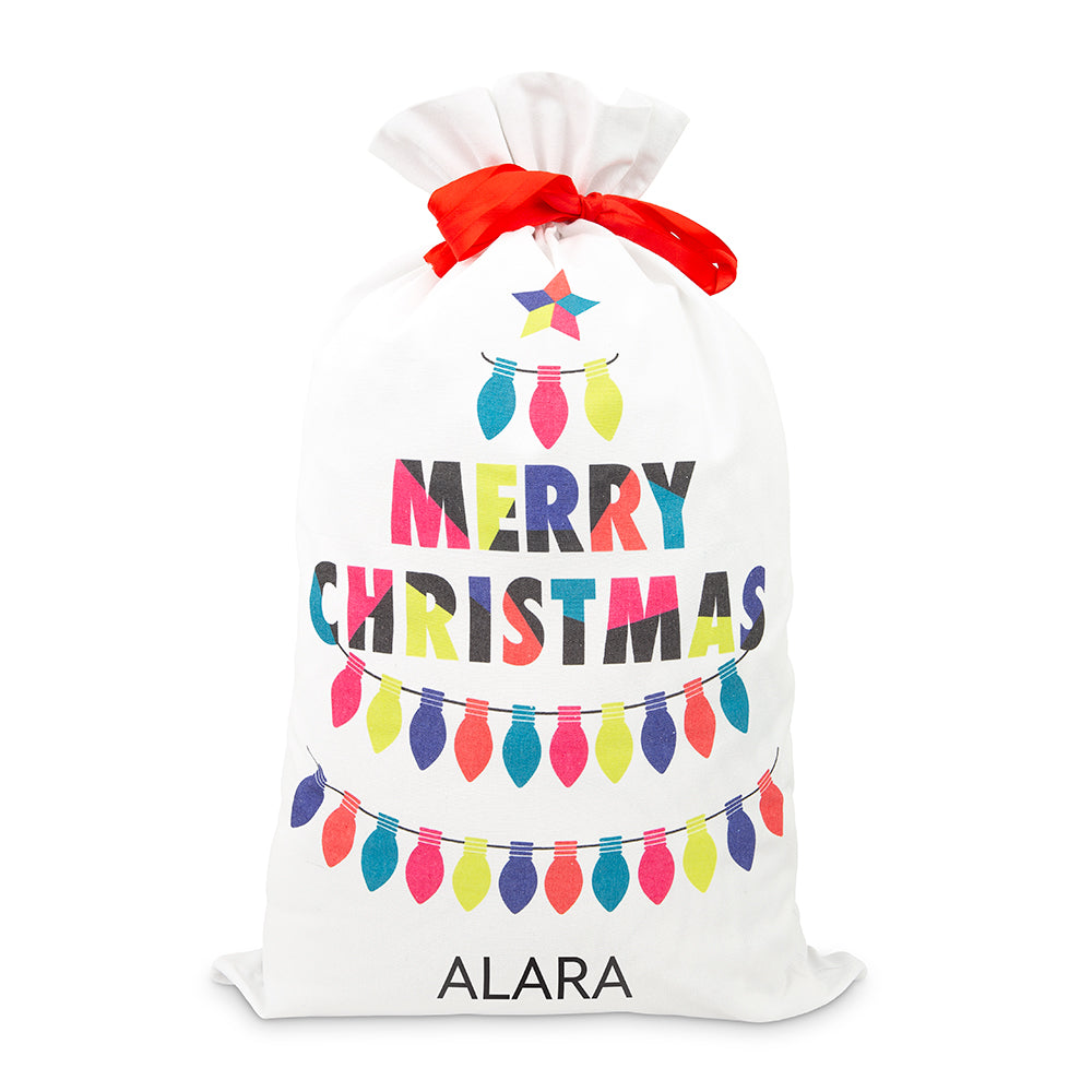 LARGE PERSONALIZED DRAWSTRING SANTA SACK FOR GIFTS - MERRY CHRISTMAS - AyaZay Wedding Shoppe