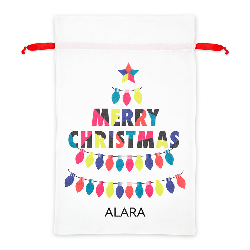 LARGE PERSONALIZED DRAWSTRING SANTA SACK FOR GIFTS - MERRY CHRISTMAS - AyaZay Wedding Shoppe
