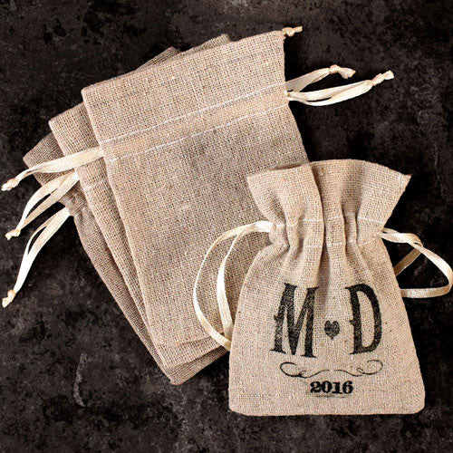 MINI LINEN DRAWSTRING POUCH - PLAIN (12/pkg) - AyaZay Wedding Shoppe