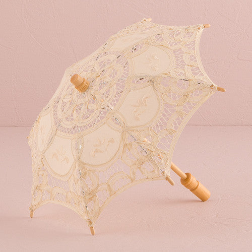 ANTIQUED BATTENBURG LACE PARASOL - 2 sizes - AyaZay Wedding Shoppe