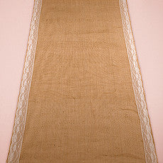 BURLAP AISLE RUNNER WITH DELICATE LACE BORDER - AyaZay Wedding Shoppe