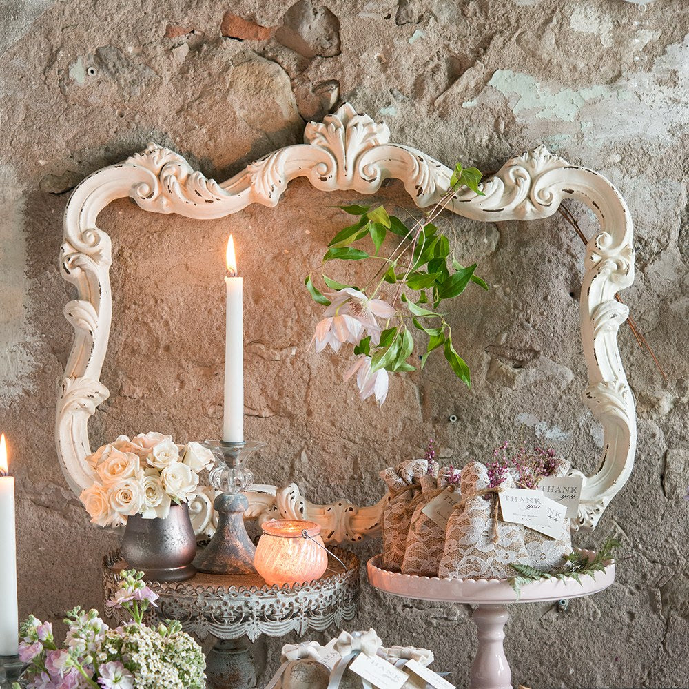 OPEN ORNATE VINTAGE INSPIRED FRAME IN ANTIQUE WHITE - AyaZay Wedding Shoppe